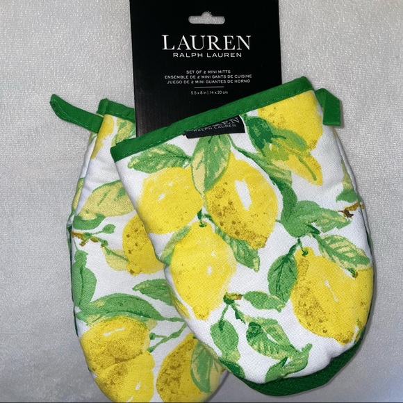 🎉HP🎉Lauren Ralph Lauren 8pc Lemon Kitchen Set—4 Towels 2 mats 2 mini mitts🍋 - Picture 10 of 15